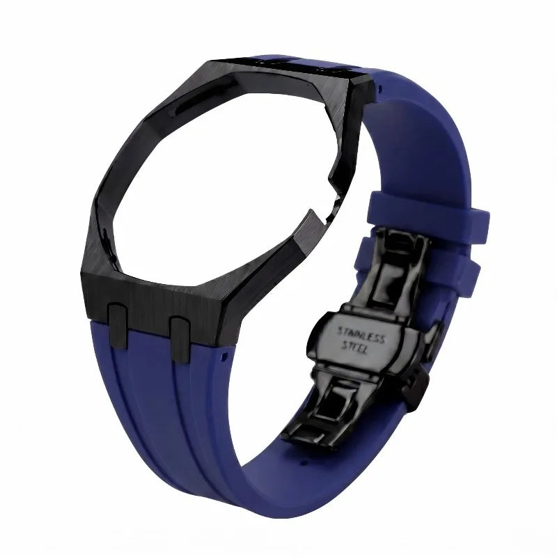 Premium FKM Silicone Strap – Steel  Black Case 🇨🇭
