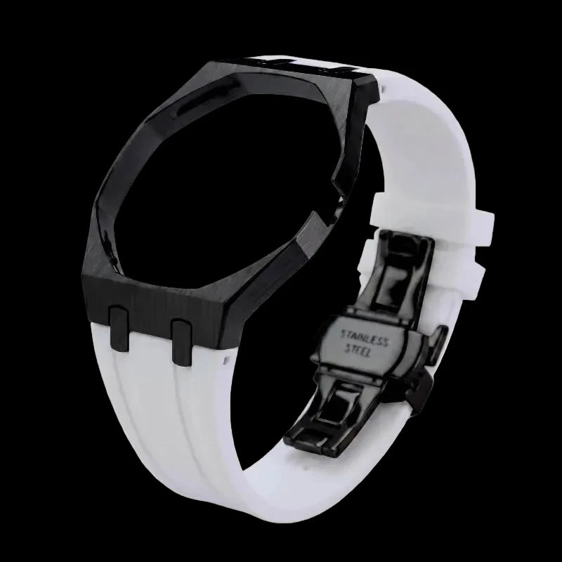 Premium FKM Silicone Strap – Steel  Black Case 🇨🇭