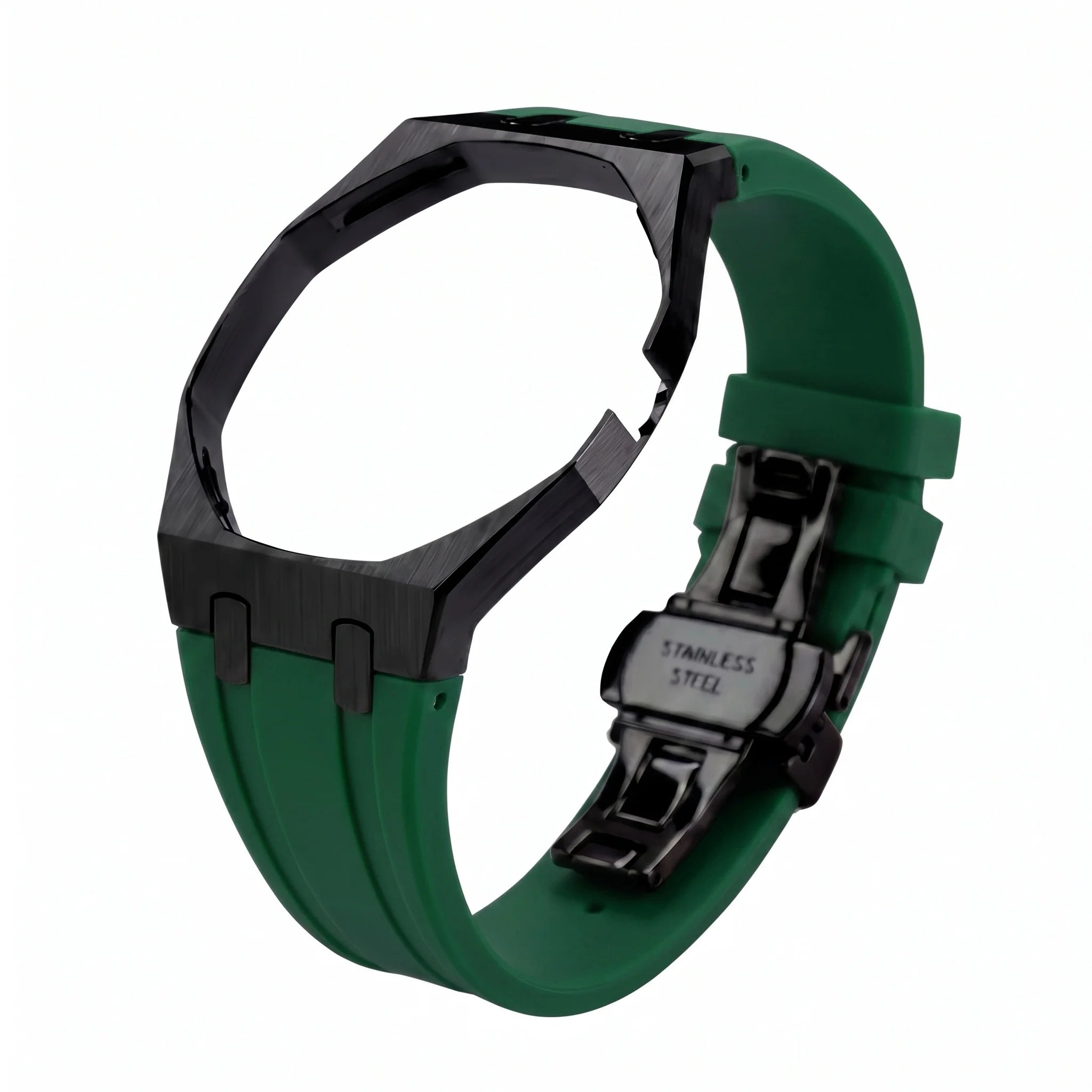 Premium FKM Silicone Strap – Steel  Black Case 🇨🇭