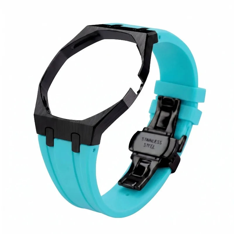 Premium FKM Silicone Strap – Steel  Black Case 🇨🇭