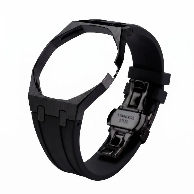 Premium FKM Silicone Strap – Steel  Black Case 🇨🇭