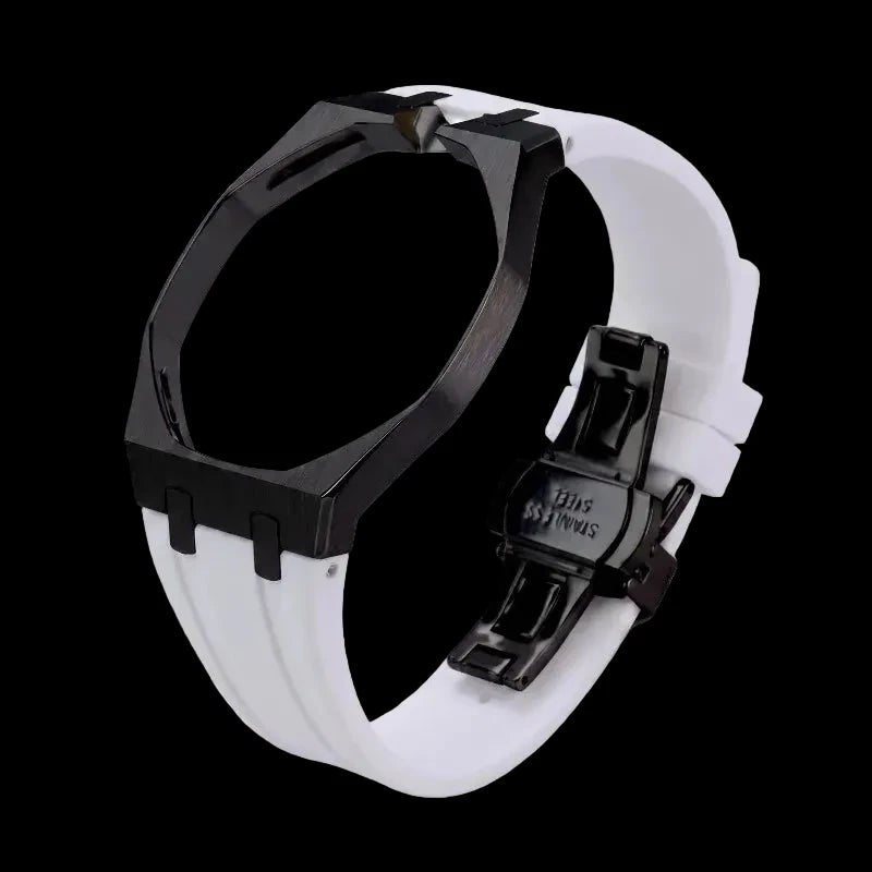 Premium FKM Silicone Strap – Steel  Black Case 🇨🇭