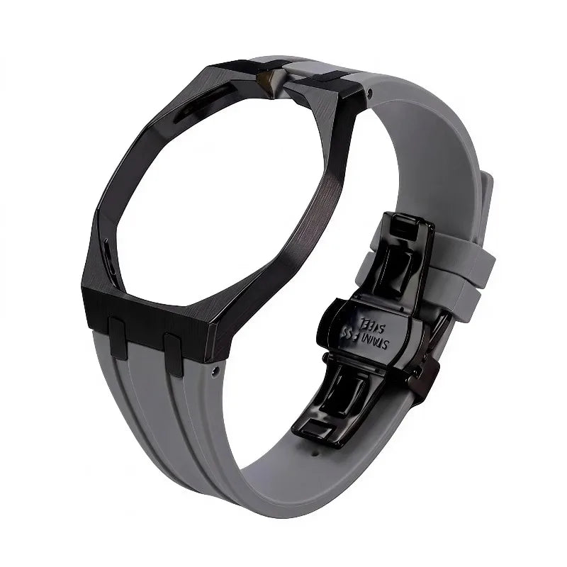 Premium FKM Silicone Strap – Steel  Black Case 🇨🇭