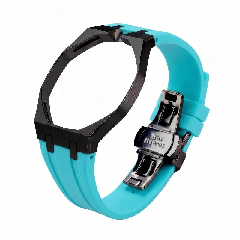 Premium FKM Silicone Strap – Steel  Black Case 🇨🇭