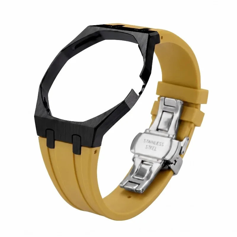 Premium FKM Silicone Strap – Steel  Black Case 🇨🇭