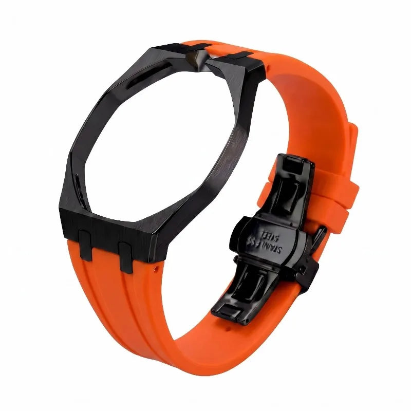 Premium FKM Silicone Strap – Steel  Black Case 🇨🇭