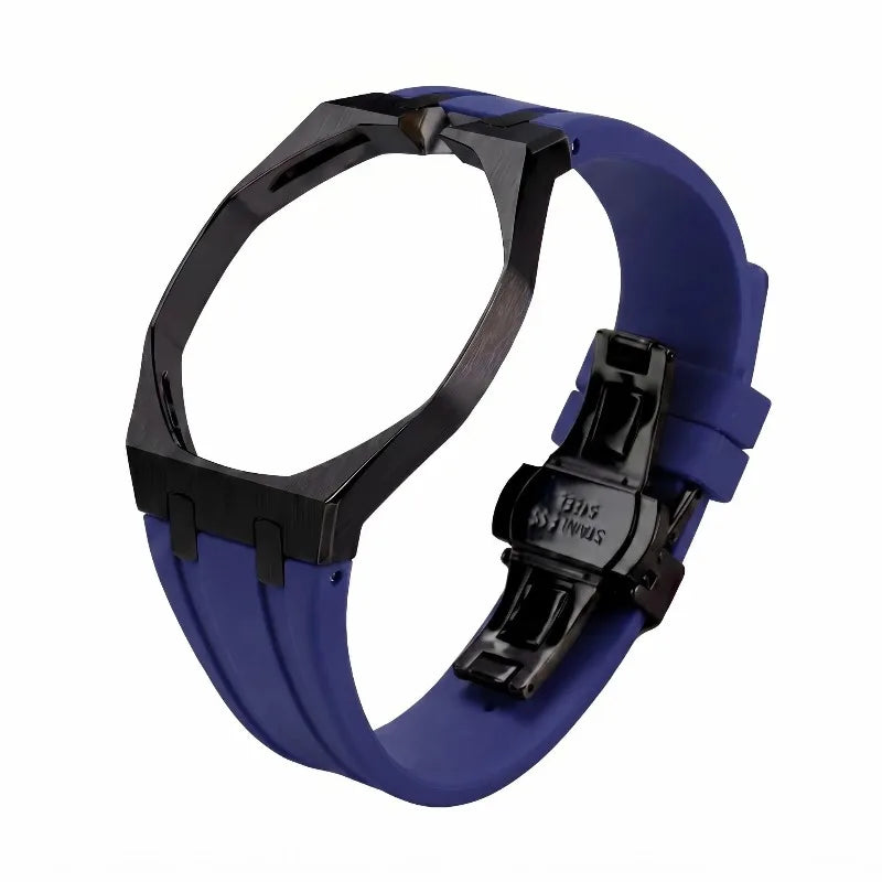 Premium FKM Silicone Strap – Steel  Black Case 🇨🇭