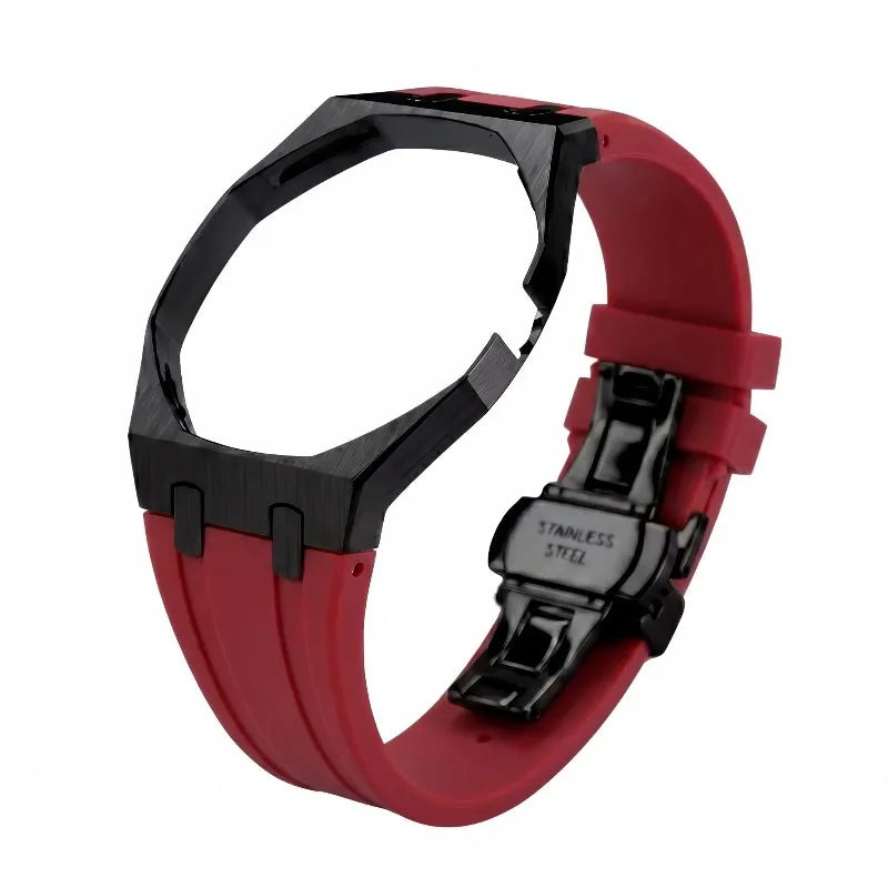 Premium FKM Silicone Strap – Steel  Black Case 🇨🇭